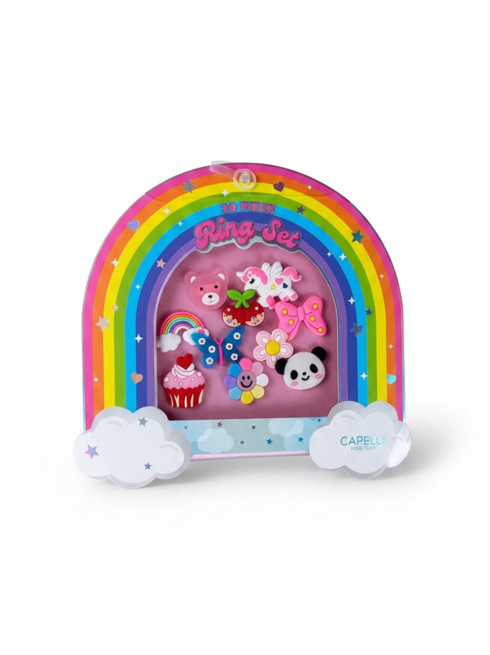 Capelli of New York Rainbow Kids Character Ring Set - Pink Accents
